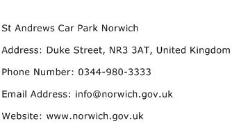 St Andrews Car Park Norwich Address Contact Number