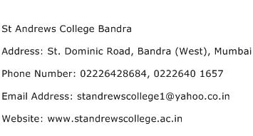St Andrews College Bandra Address Contact Number