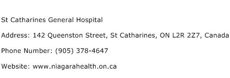 St Catharines General Hospital Address Contact Number