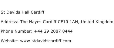 St Davids Hall Cardiff Address Contact Number