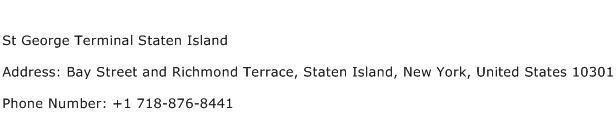 St George Terminal Staten Island Address Contact Number