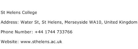 St Helens College Address Contact Number