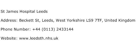 St James Hospital Leeds Address Contact Number