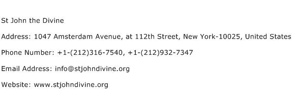 St John the Divine Address Contact Number