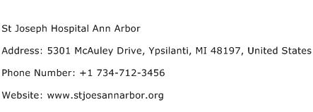 St Joseph Hospital Ann Arbor Address Contact Number
