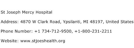 St Joseph Mercy Hospital Address Contact Number