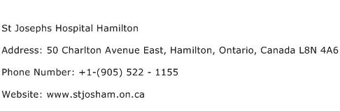 St Josephs Hospital Hamilton Address Contact Number