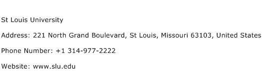 St Louis University Address Contact Number