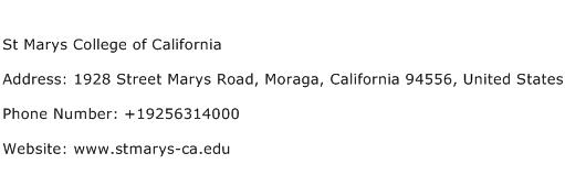 St Marys College of California Address Contact Number