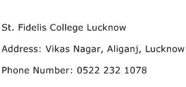 St. Fidelis College Lucknow Address Contact Number