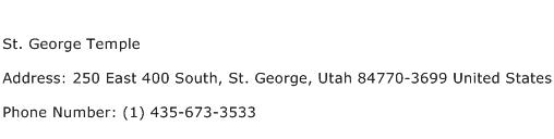 St. George Temple Address Contact Number