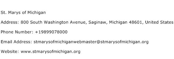 St. Marys of Michigan Address Contact Number