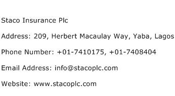 Staco Insurance Plc Address Contact Number