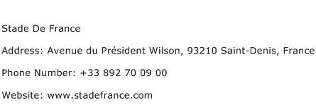 Stade De France Address Contact Number