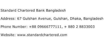 Standard Chartered Bank Bangladesh Address Contact Number