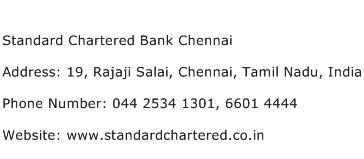 Standard Chartered Bank Chennai Address Contact Number