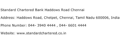 Standard Chartered Bank Haddows Road Chennai Address Contact Number