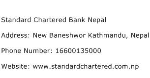 Standard Chartered Bank Nepal Address Contact Number