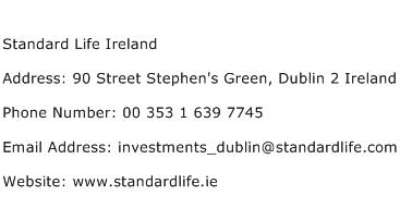 Standard Life Ireland Address Contact Number