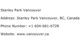 Stanley Park Vancouver Address Contact Number