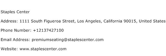 Staples Center Address Contact Number