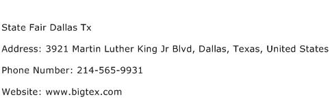 State Fair Dallas Tx Address Contact Number