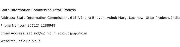 State Information Commission Uttar Pradesh Address Contact Number