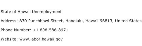 State of Hawaii Unemployment Address Contact Number