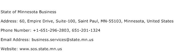 State of Minnesota Business Address Contact Number