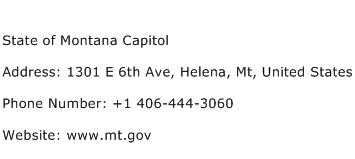 State of Montana Capitol Address Contact Number