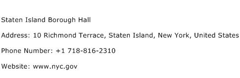 Staten Island Borough Hall Address Contact Number