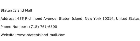 Staten Island Mall Address Contact Number