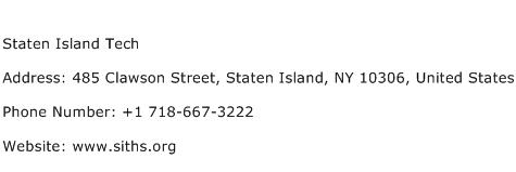 Staten Island Tech Address Contact Number