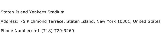Staten Island Yankees Stadium Address Contact Number