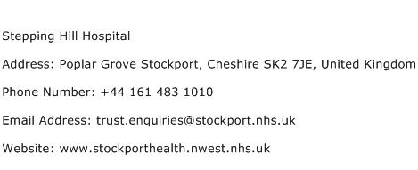 Stepping Hill Hospital Address Contact Number