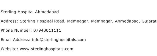Sterling Hospital Ahmedabad Address Contact Number