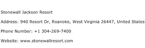 Stonewall Jackson Resort Address Contact Number
