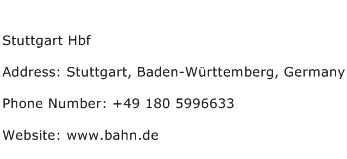Stuttgart Hbf Address Contact Number