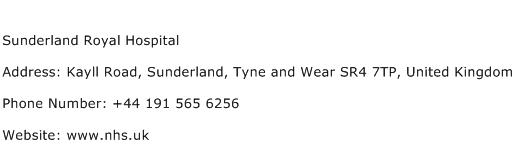 Sunderland Royal Hospital Address Contact Number