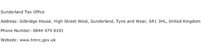 Sunderland Tax Office Address Contact Number