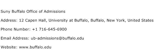 Suny Buffalo Office of Admissions Address Contact Number