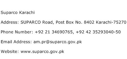 Suparco Karachi Address Contact Number