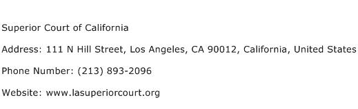 Superior Court of California Address Contact Number