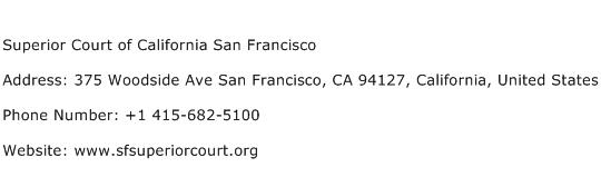 Superior Court of California San Francisco Address Contact Number