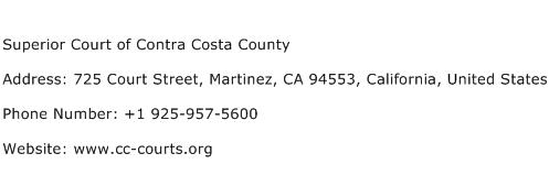 Superior Court of Contra Costa County Address Contact Number