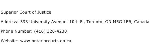 Superior Court of Justice Address Contact Number