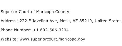 Superior Court of Maricopa County Address Contact Number