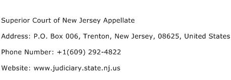 Superior Court of New Jersey Appellate Address Contact Number
