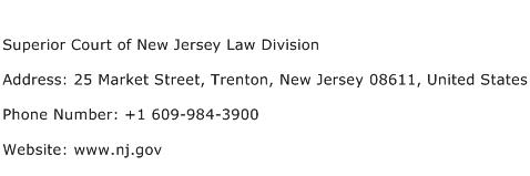 Superior Court of New Jersey Law Division Address Contact Number