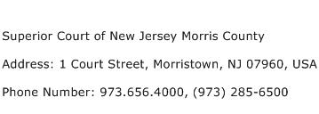 Superior Court of New Jersey Morris County Address Contact Number